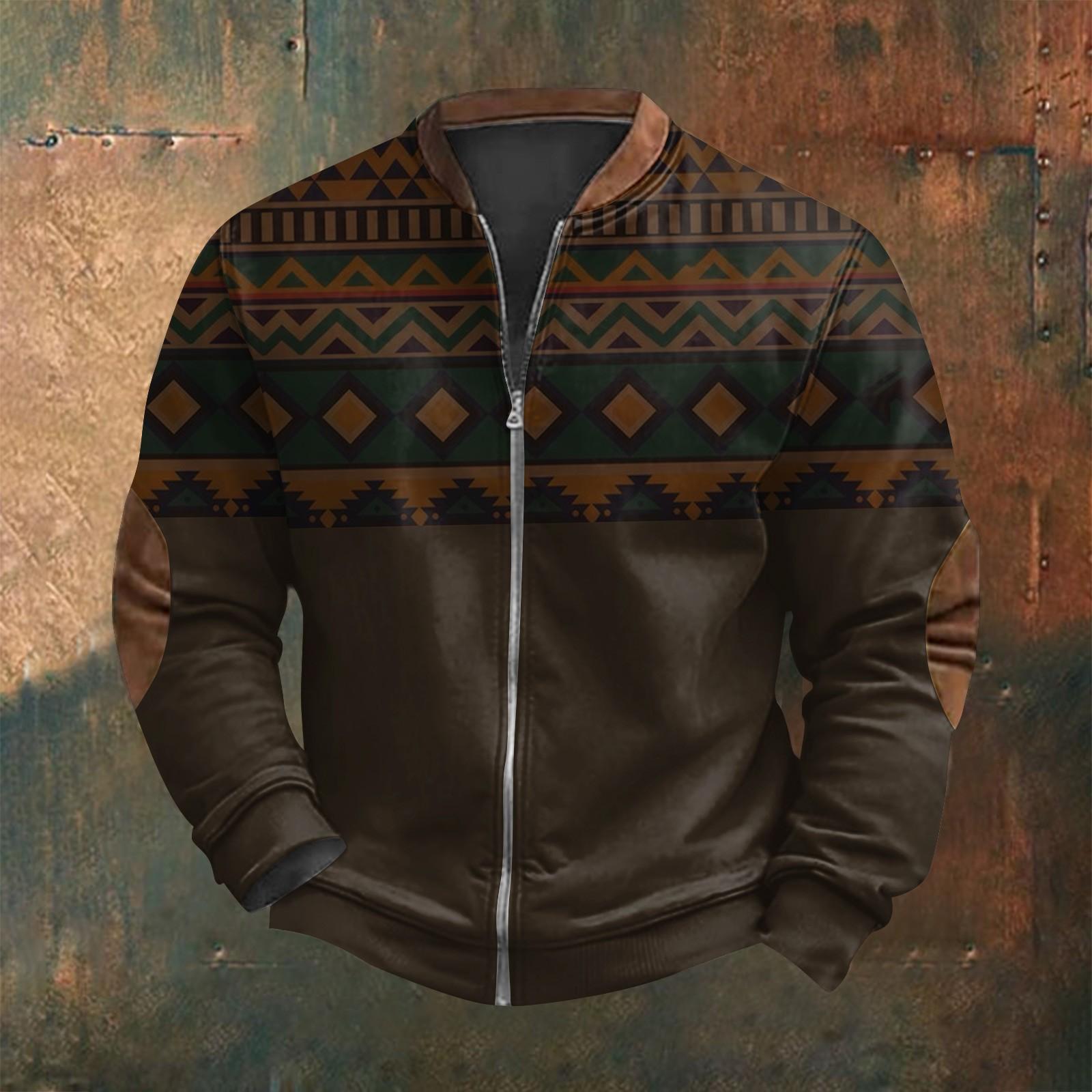 HIMO Group Heren Retro Casual Gradient Bedrukt Sweatshirt S koffie