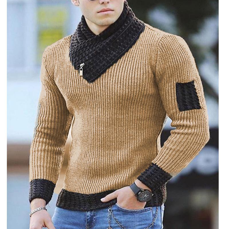 AI Supermarket 2023 Heren Slim Gebreide Sjaalkraag Pullover Trui XL rood
