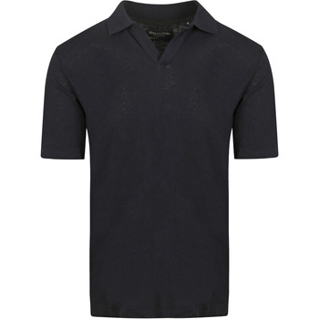 Marc O'Polo Polo Shirt Korte Mouw  Poloshirt Riva Linen Blend Navy