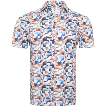 R2 Amsterdam Polo Shirt Korte Mouw  Piqué Polo Graphical Print Blauw