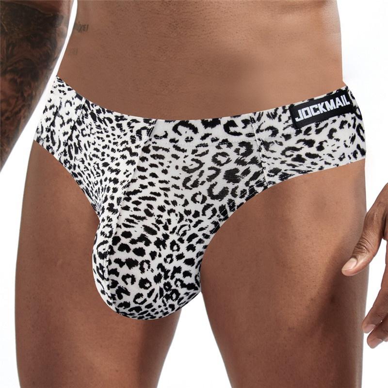 ZC1 Heren luipaard bedrukt ondergoed bikini zwembroek badpak zakje lage taille slip XXL wit