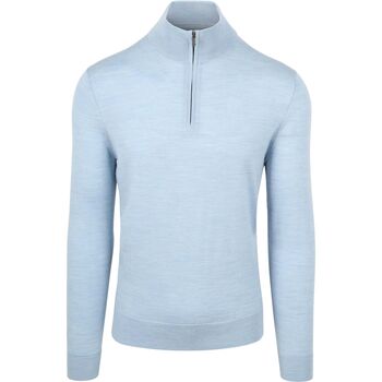 Suitable Sweater  Merino Half Zip Trui Lichtblauw
