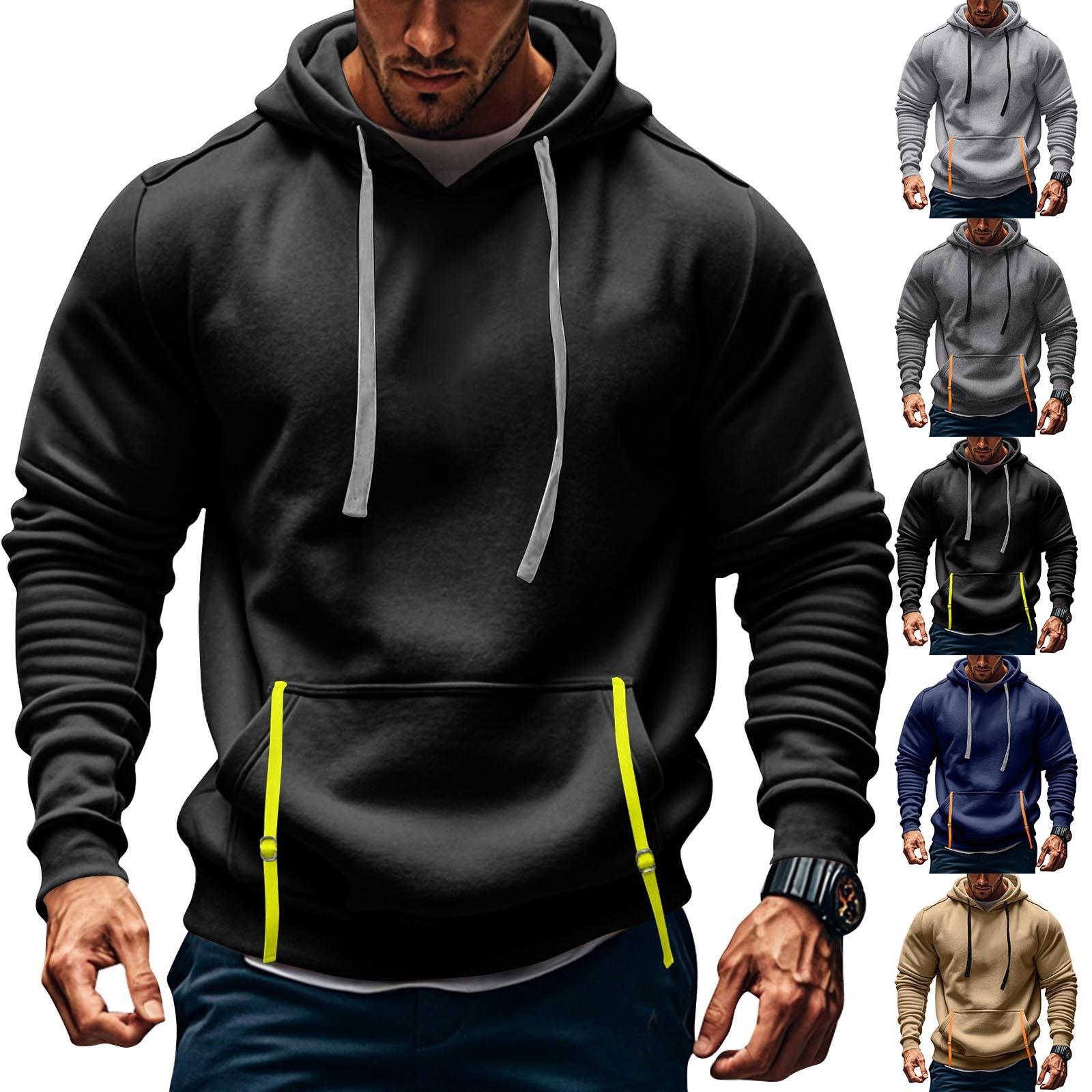 Mianduijifengba Heren Sweatshirt Hoodie Rits Arm Zak Cardigan Heren Sport Grote Maat Casual Hoodie L zwart