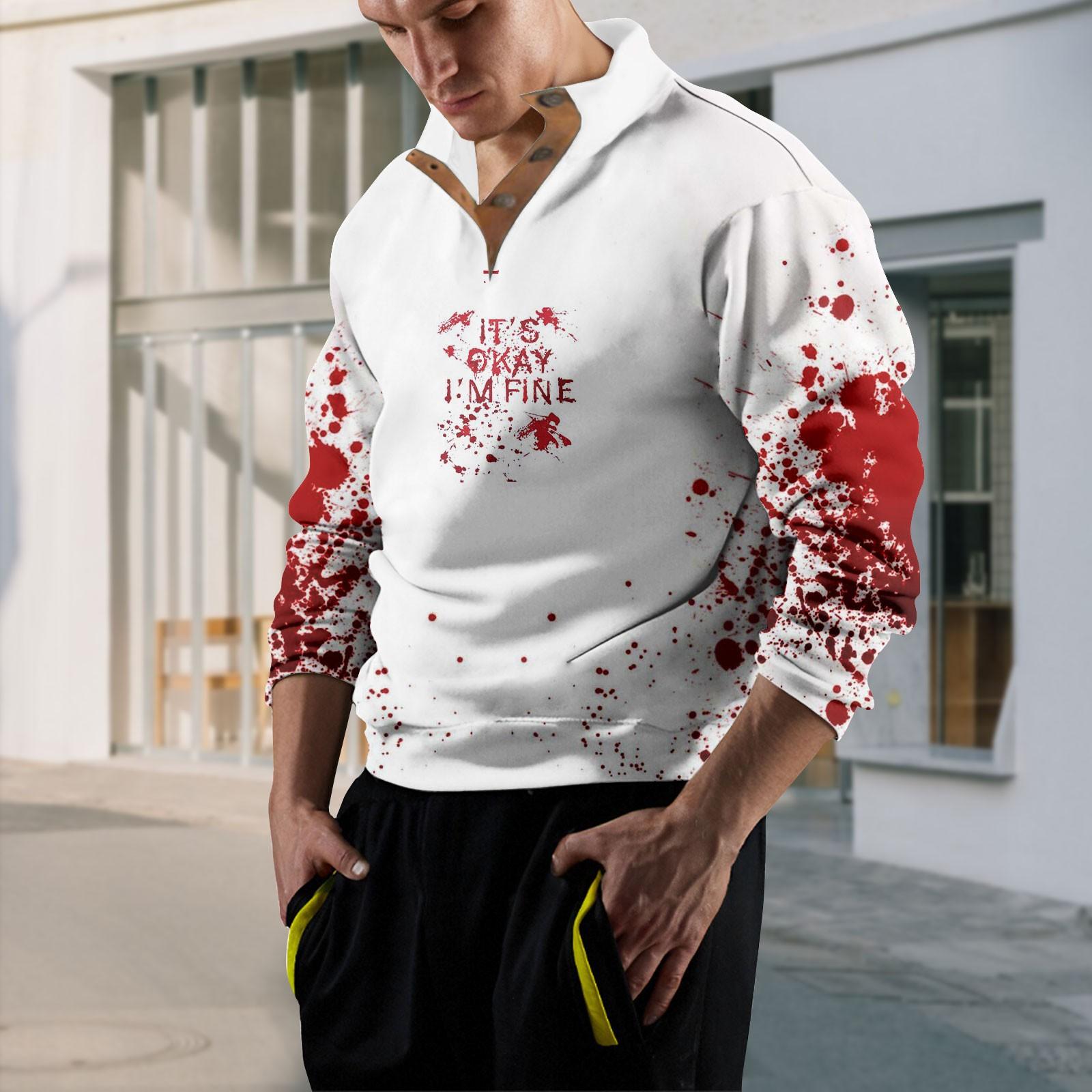 Jiangnan C Lente en herfst herensweatshirt met staande kraag is outdoor casual truien tops XXL wit