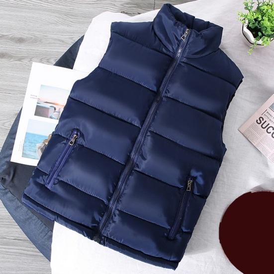 Tianhangyuan Herenvest Opstaande kraag Mouwloos vest Jas met zakken Ritssluiting Warm comfortabel donsvest L rood