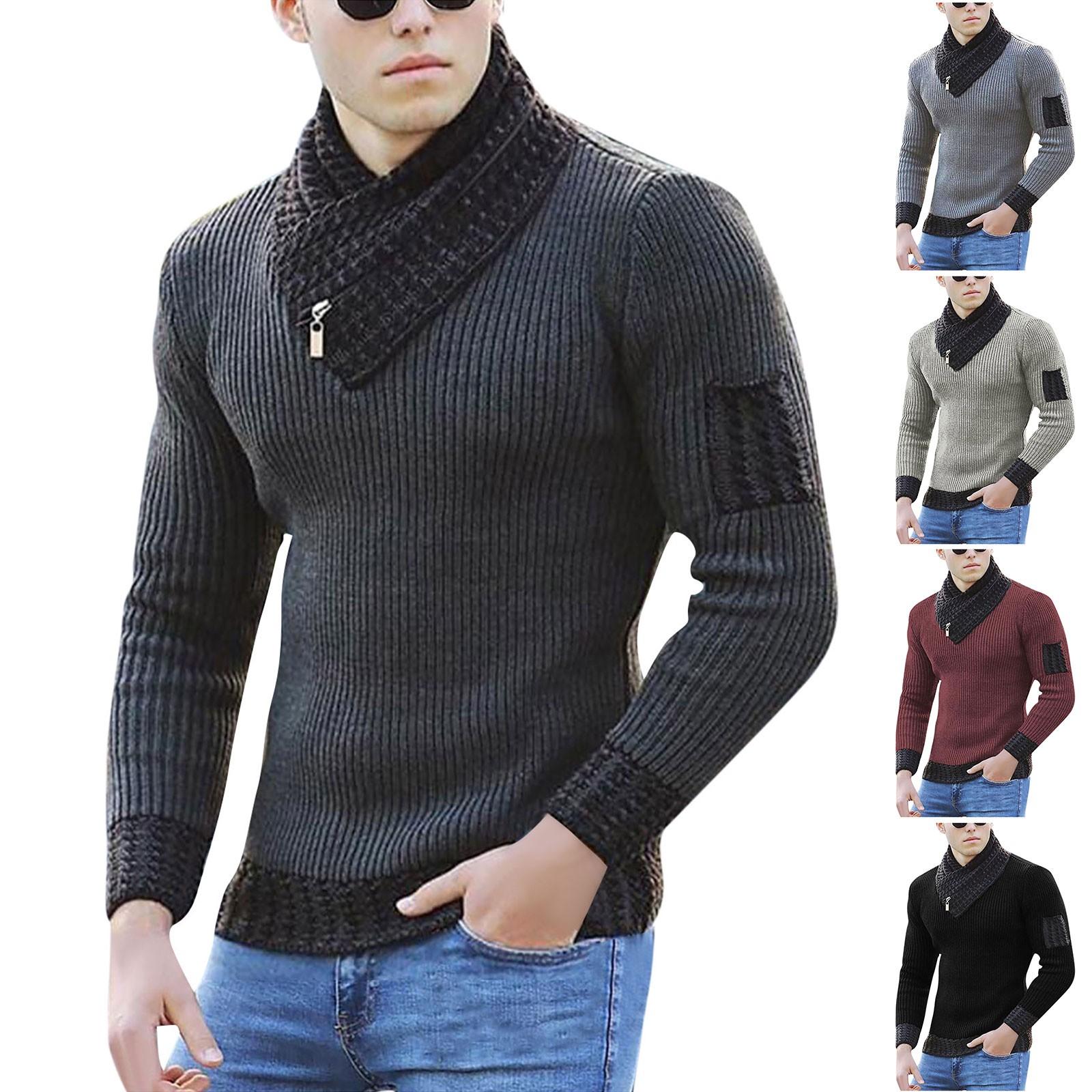 Challenge Europese en Amerikaanse heren gebreide trui met capuchon en slanke knoopsluiting XL