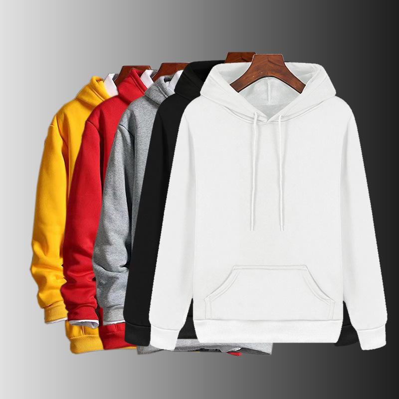 AI Supermarket Herensweatshirt met capuchon in effen geel - Herfst/Winter casual sporttrui, losse polyester jas met lange mouwen. XL rood