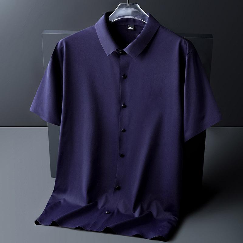Tooyoo Business Ice Silk Traceless Heren Poloshirt met korte mouwen Ice Silk Snel drogend Hoogwaardig Herenshirt M-8XL L donkerblauwe kleur