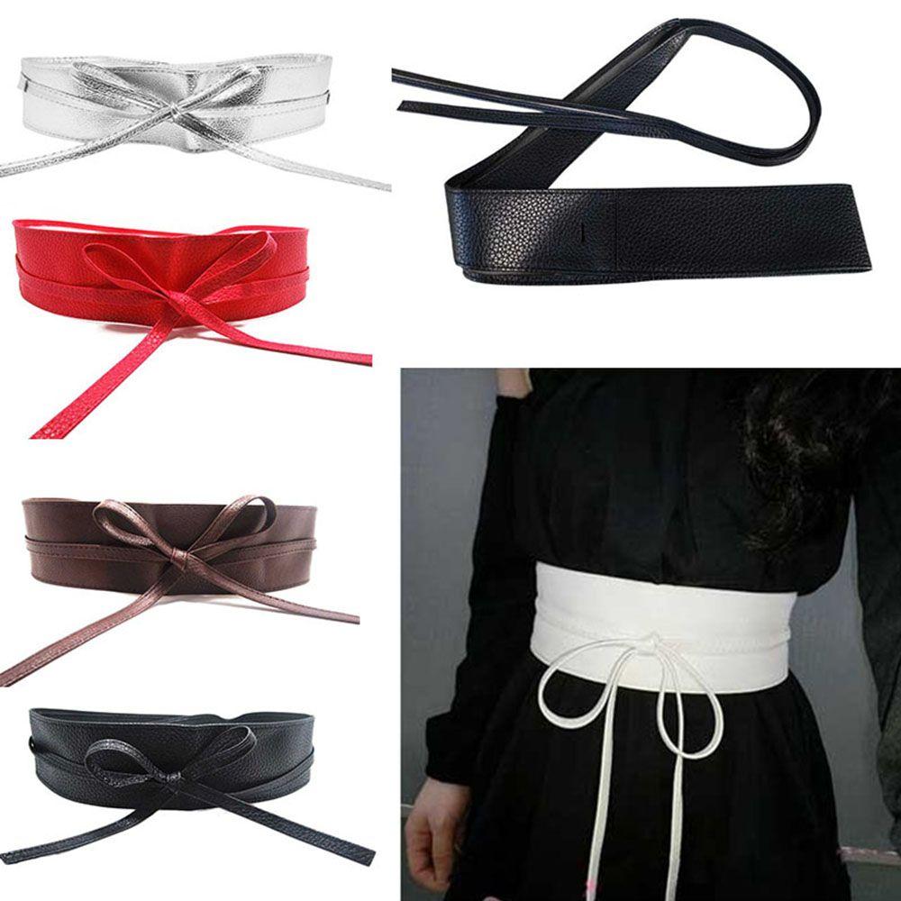 Yanhebin for Female Ladies  Girls Belt Dress Belt Elegant Bow Belt Wide Self Tie Wrap Around Waist Band beige