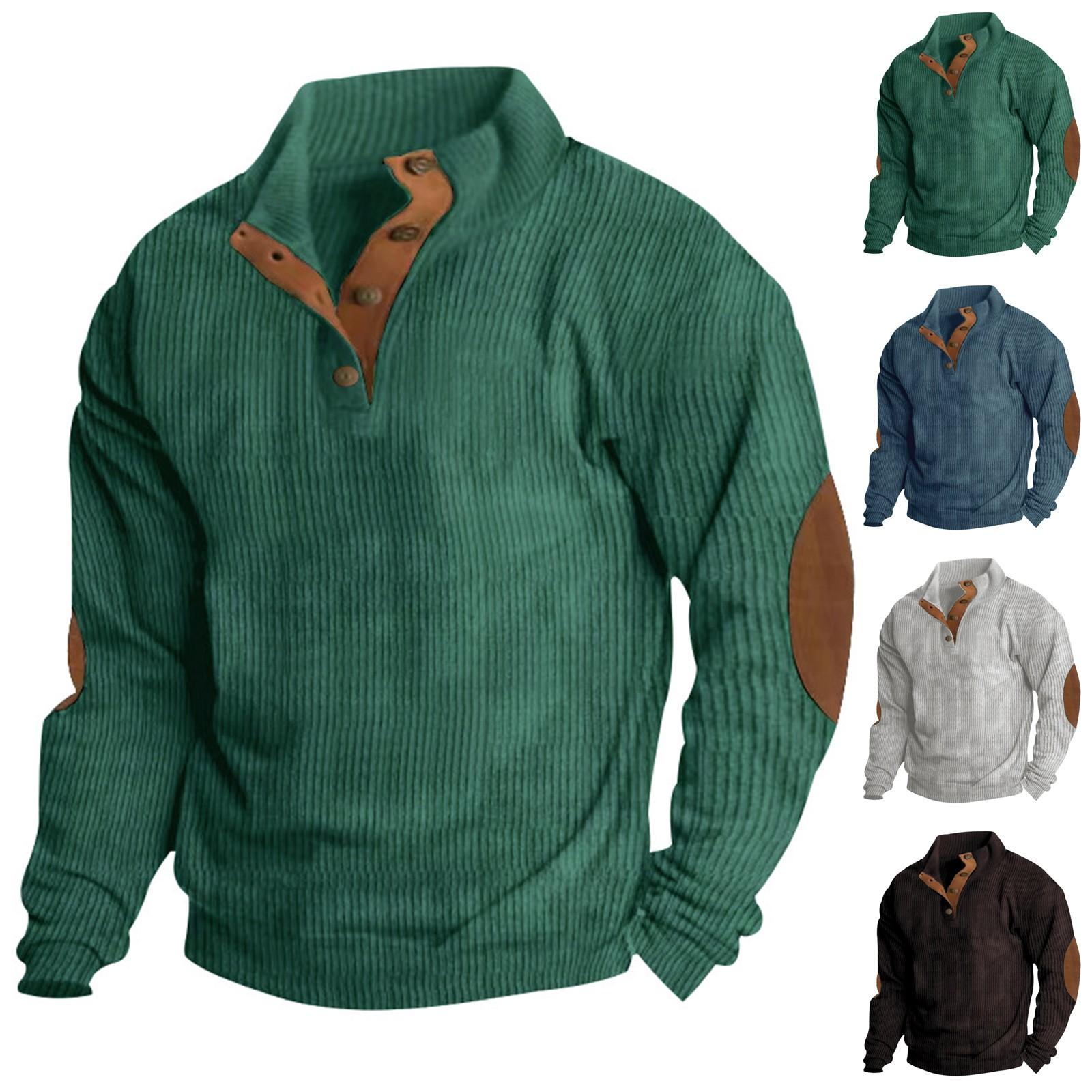 Excellent stuff Lente en herfst herensweatshirt met staande kraag is outdoor casual truien tops L blauw