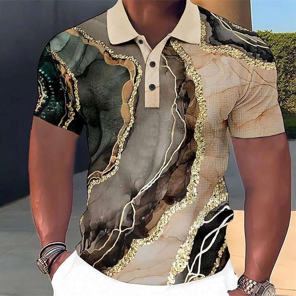 Nihao Luxe heren polo T-shirt 3D kleurrijk bedrukt modieus herenkleding Street Designer korte mouwen oversized shirt en blouse L