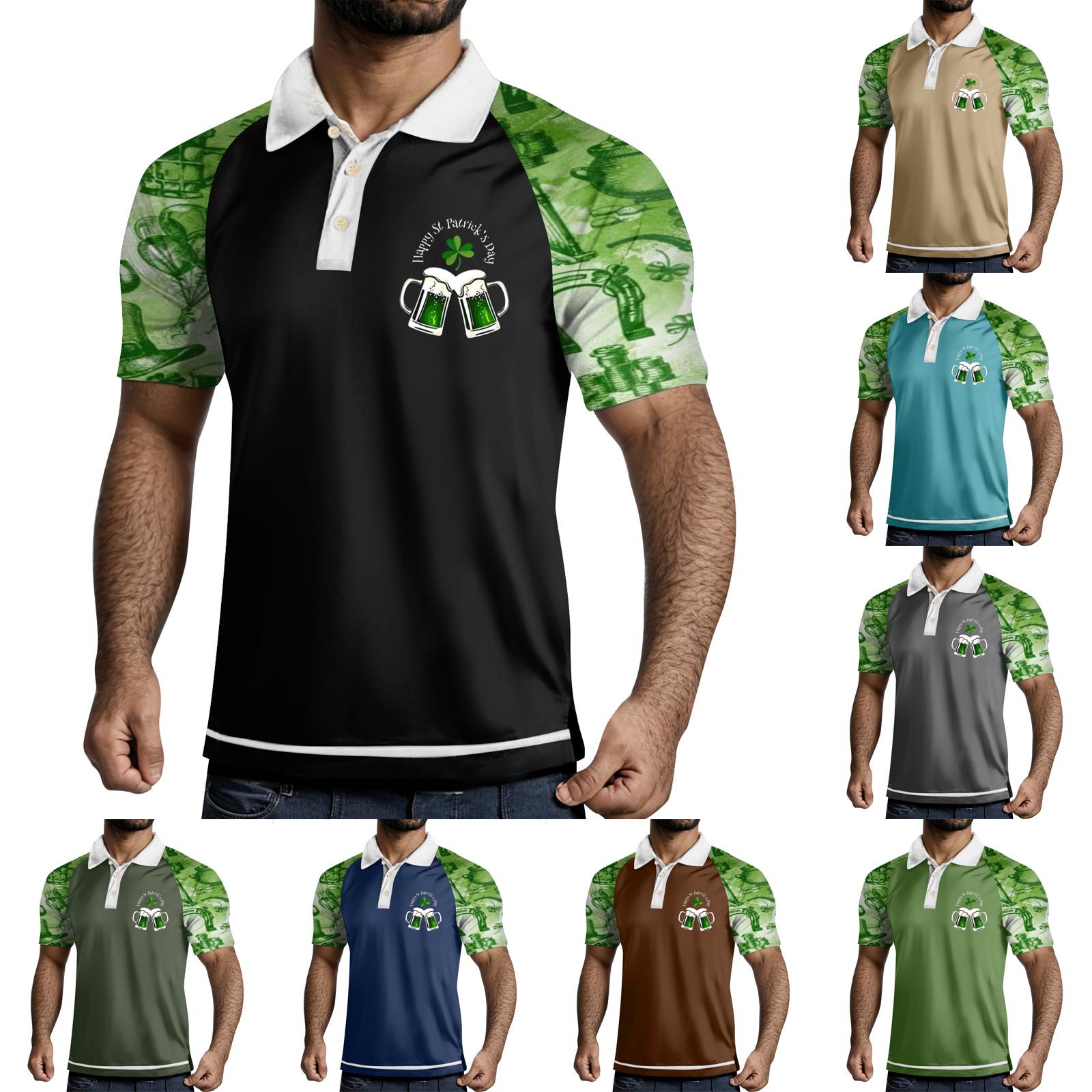 Choose one Golfshirt voor heren Casual Sport V-hals Geribbelde kraag Korte mouw Mode Casual Effen Kleur Effen Lente en zomer Normale pasvorm M koffie