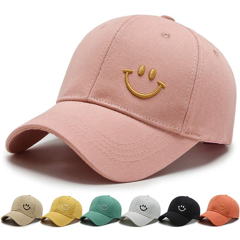 Tringa Nieuwe zonnescherm-baseballpet voor heren en dames, Athleisure geborduurde smileyhoed 56-60cm geel