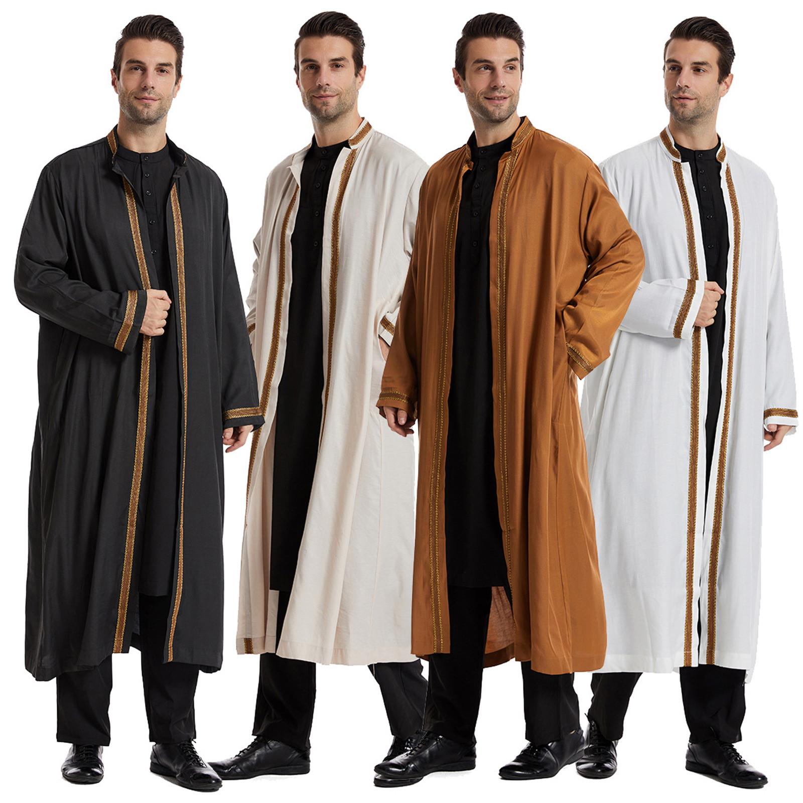 Linglong Designer lente zomer heren casual effen kleur shirt met lange mouwen losse ronde hals gewaad L beige