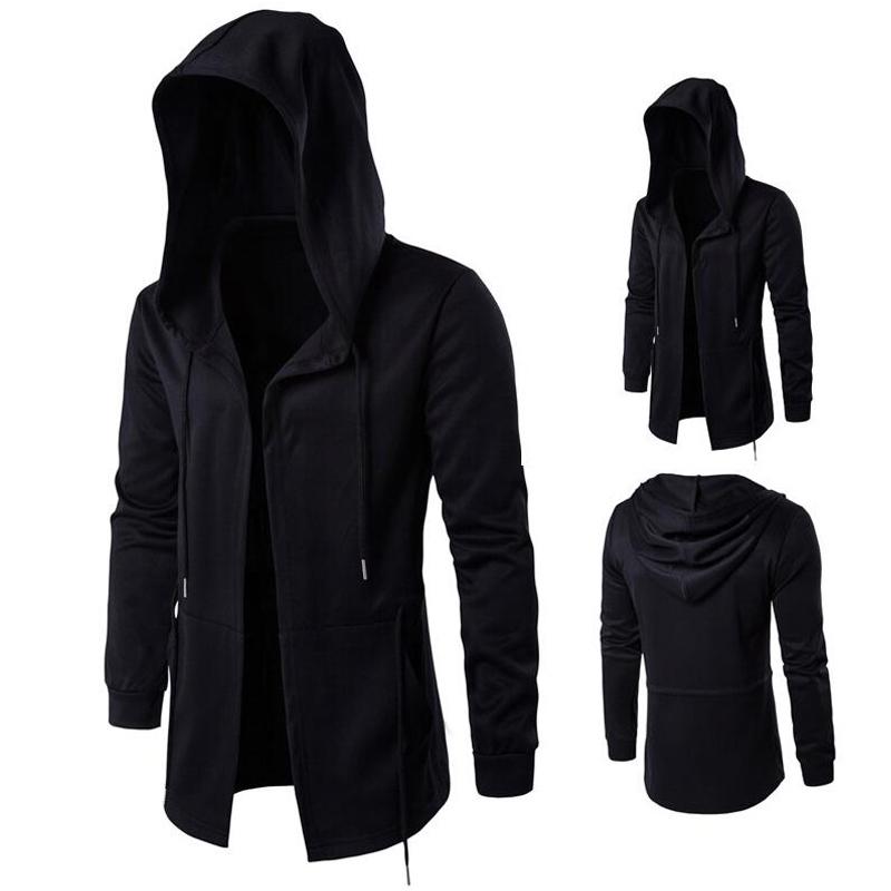 NB Fashion Hoodies Mannen Hip Hop Sweatshirt Streetwear Zwarte Toga Jassen Mannen Kapmantel Mantel Hoodie M zwart