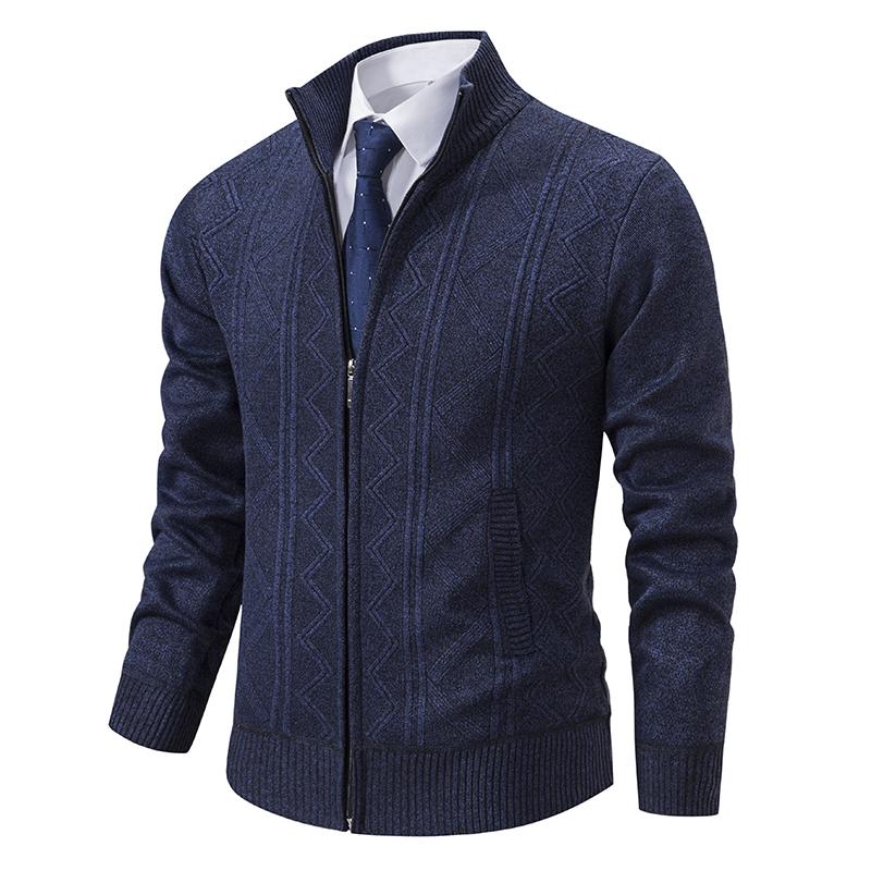 NB Fashion Verdikte jas Heren Herfst Winter Warme Staande Kraag Gebreide Cardigan Trui Jas M donkerblauwe kleur