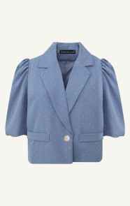 Jurkjes Korte Diamond Pofmouwen Blazer Jeans Blauw