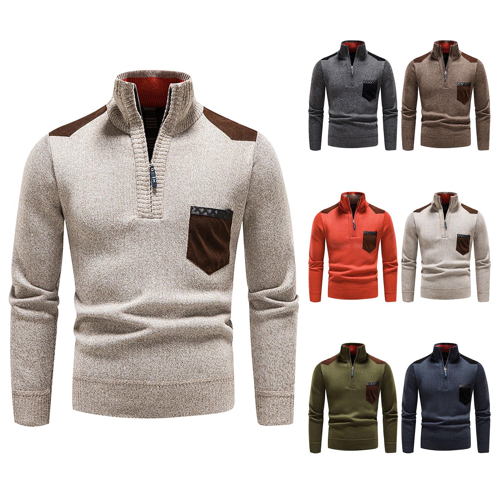 YiGeiWoLiGiaoGiao Heren herfst winter coltrui met lange mouwen trui shirt blouse rits tops trui M koffie