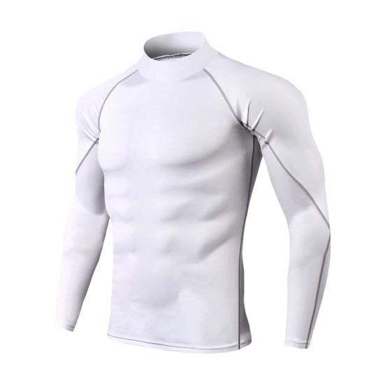 PLUM LAI Heren Sport Top 3D Slim Fit Hoge Elasticiteit Staande Kraag Snel drogend Lange Mouwen Slim Fit Compressie XL grijs