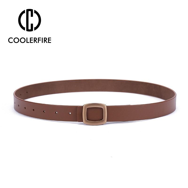 COOLERFIRE FASHION Dames lederen riemen Simple Ins Hoge kwaliteit riemen voor dames Mode voor jeans Designer riem LD2107 105CM wit
