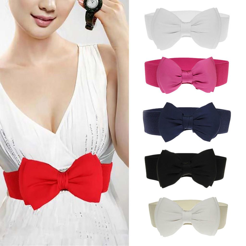 Long nose Vrouwen Mode Strik Tailleband Brede Elastische Stretch Taille Riem Vloot