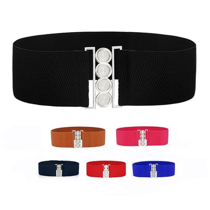 SweetInfant Vintage metalen elastische stretch gesp brede tailleband tailleband zwart