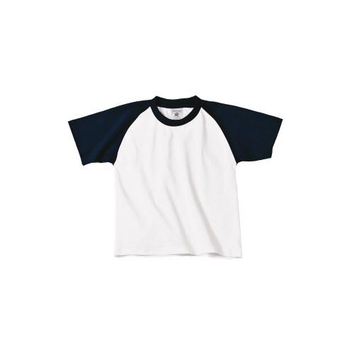 B and C B&C Baseball-T-shirt met korte mouwen voor kinderen 5-6 Years Vloot/wit