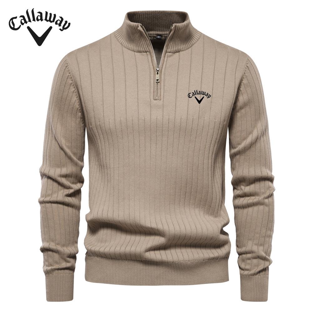 NB Fashion Callaway geborduurde opstaande kraag katoenen herentrui casual halve rits effen kleur trui hoogwaardige gebreide herentrui S