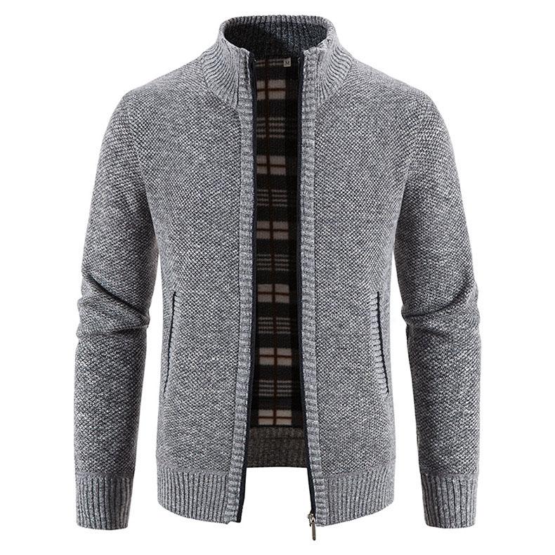 NB Fashion Herfst en winter heren plus fluwelen dikke opstaande kraag vest trui warme trui jas rits vest heren trend L donkergrijze kleur