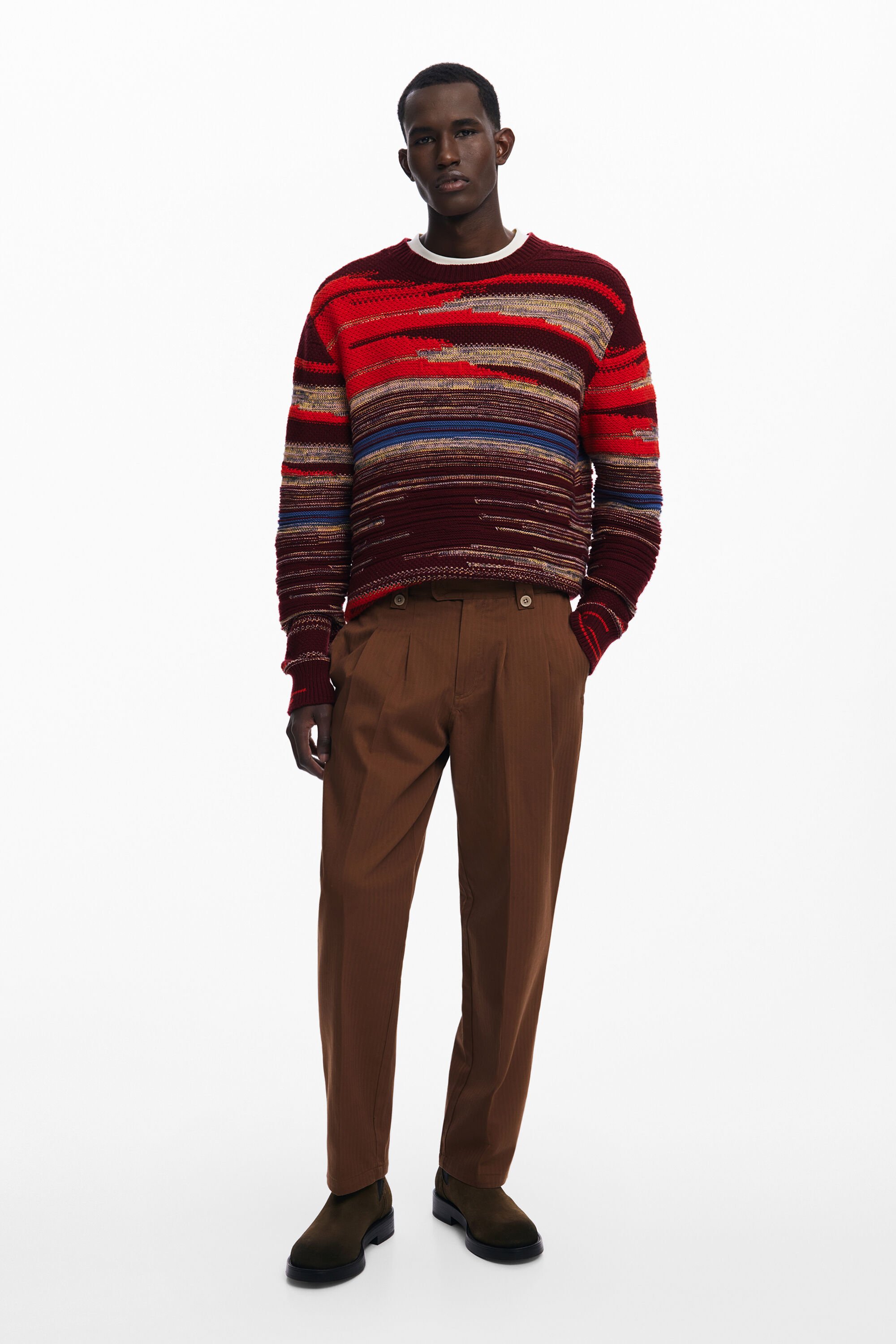 Desigual Plooiende lange broek - BROWN