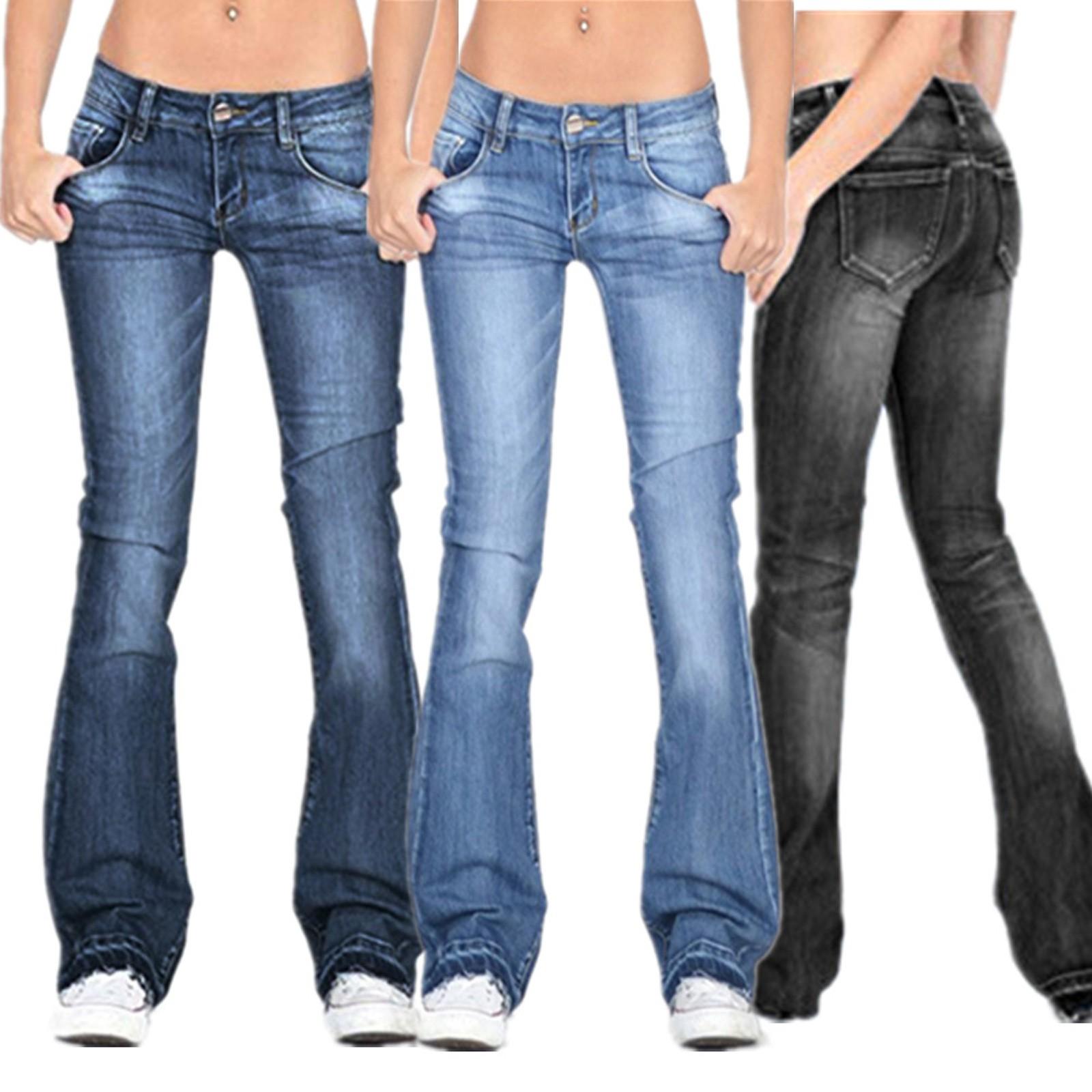 Excellent stuff Damesjeans Skinny flare-broek Damesbroek Lange effen kleur jeans L zwart