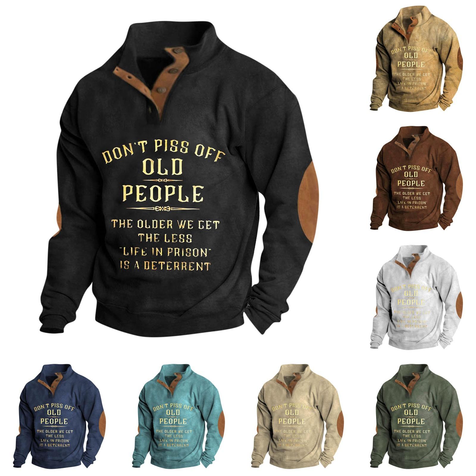 Linglong Lente en herfst herensweatshirt met staande kraag is outdoor casual truien tops XXXL kaki