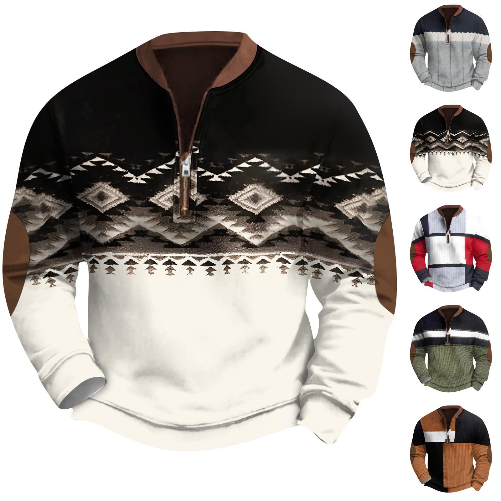 Linglong Heren Retro Casual Gradient Bedrukt Sweatshirt XXXL wit