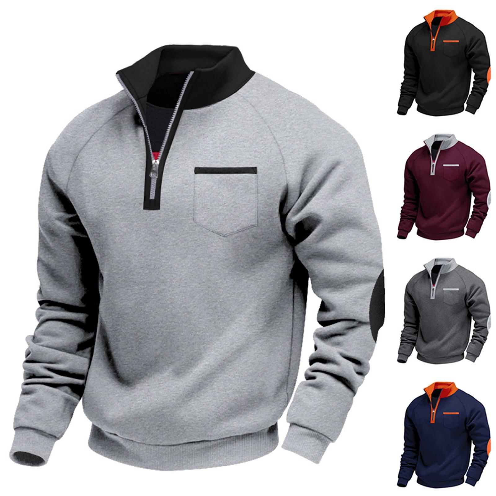 Master key Heren fleece zwaargewicht warm rits opstaande kraag persoonlijkheid patch heren casual lange mouw hoodie XXXL wijn