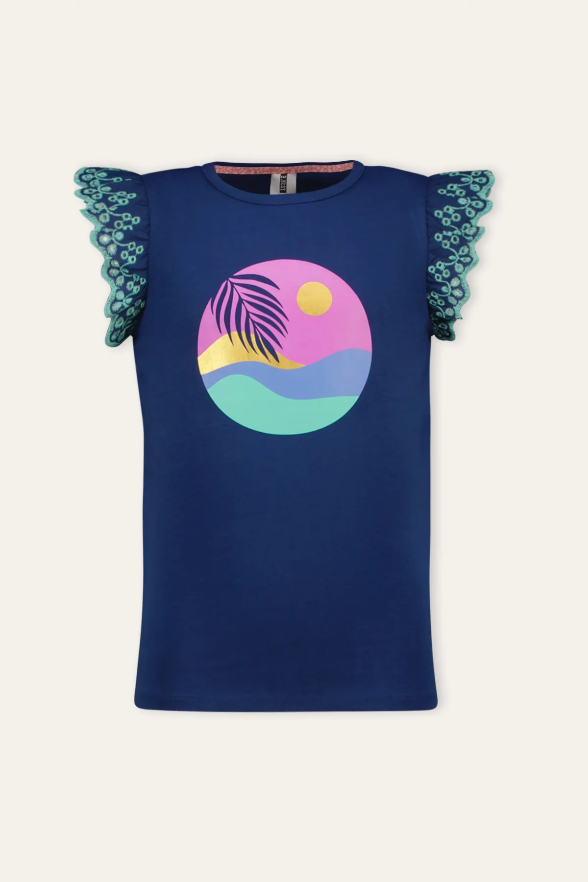 B.Nosy zomer top meisjes - lake blauw - broderie mouw - Taria