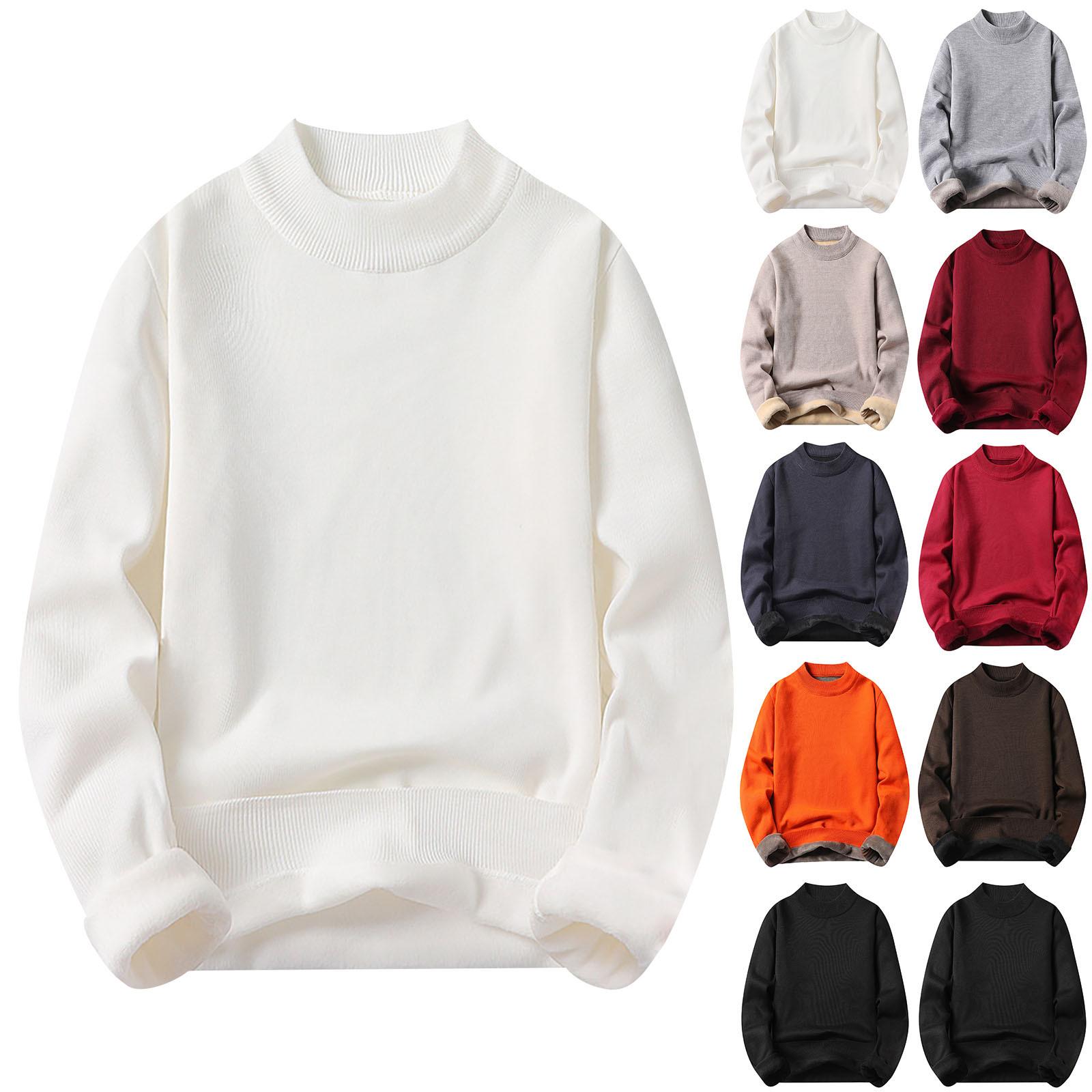 Excellent stuff Herensweater met hoge hals, effen kleur, slanke dieptepuntsweater L beige