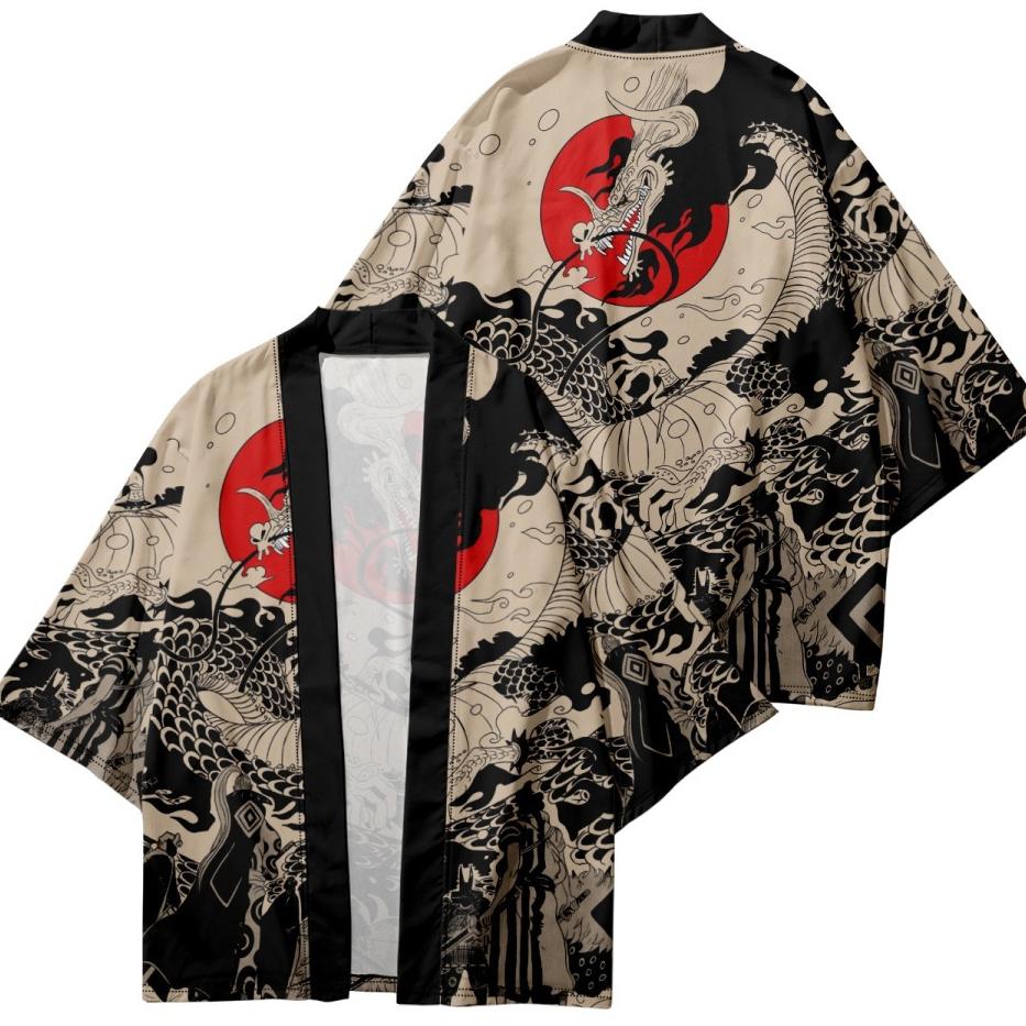 Cloth W Traditionele Samurai Kimono Mannen Japanse Anime Drakenprint Cosplay Haori Vrouwelijke Cardigan Yukata Shirt Zomerjas XXS blauw/kaki