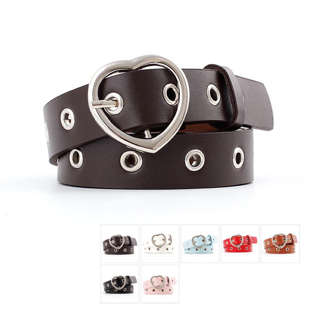 Long nose Vrouwen Dames Vintage Hart Gesp Vrijetijdsleren Riem Broek Accessoires kaki