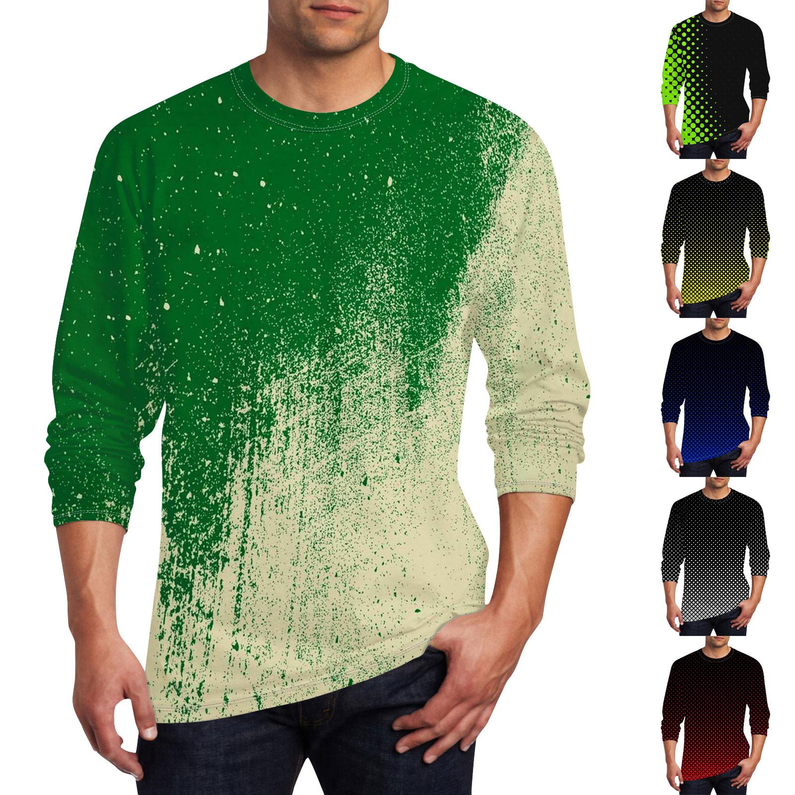 Linglong Heren T-shirt O-hals Kleding Kleding Buiten Lange Mouw Print Modeontwerper Vintage XXXXL