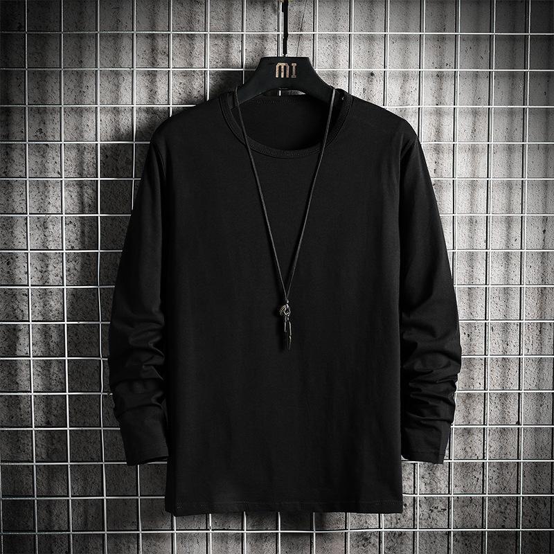Top Men Wardrobe Heren T-shirts met lange mouwen en losse pasvorm voor lente en herfst – Trendy jeugdige stijl 3XL zwart