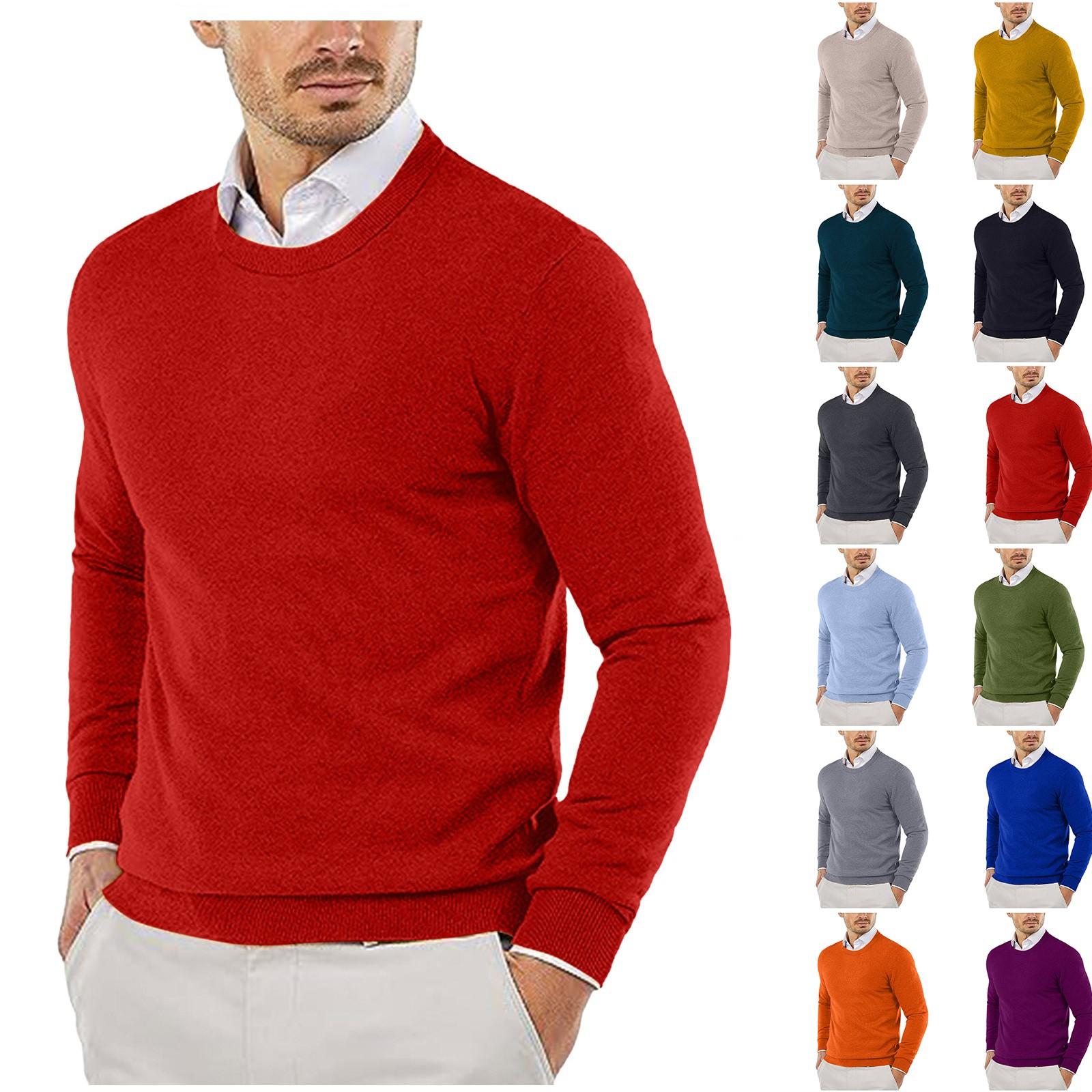 Superman Joe Ronde hals trui Gebreide trui Effen kleur Casual trui met lange mouwen Trui Wollen trui Heren L legergroene kleur