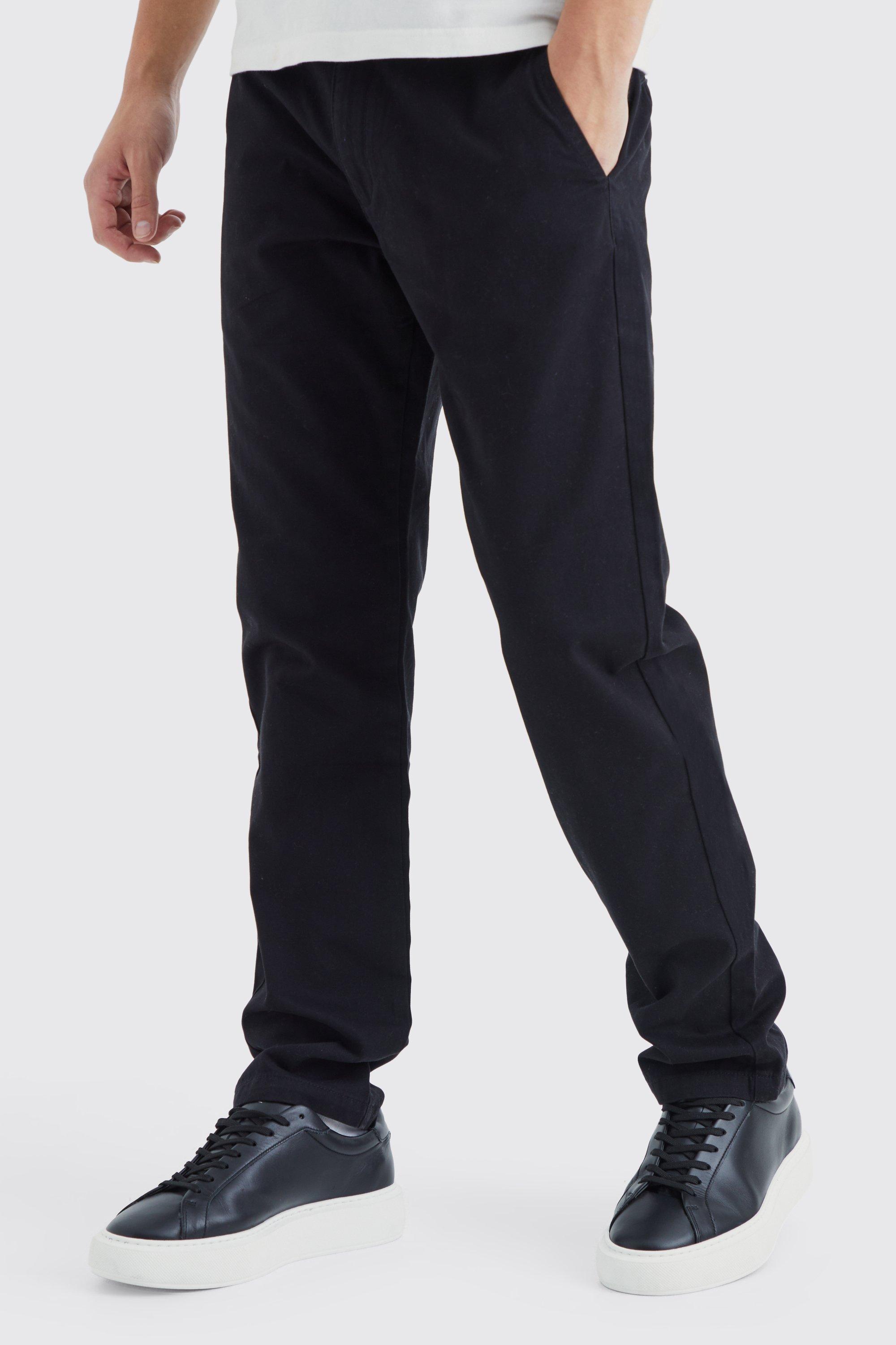 Boohoo Slim Fit Chino Broek Met Tailleband, Black
