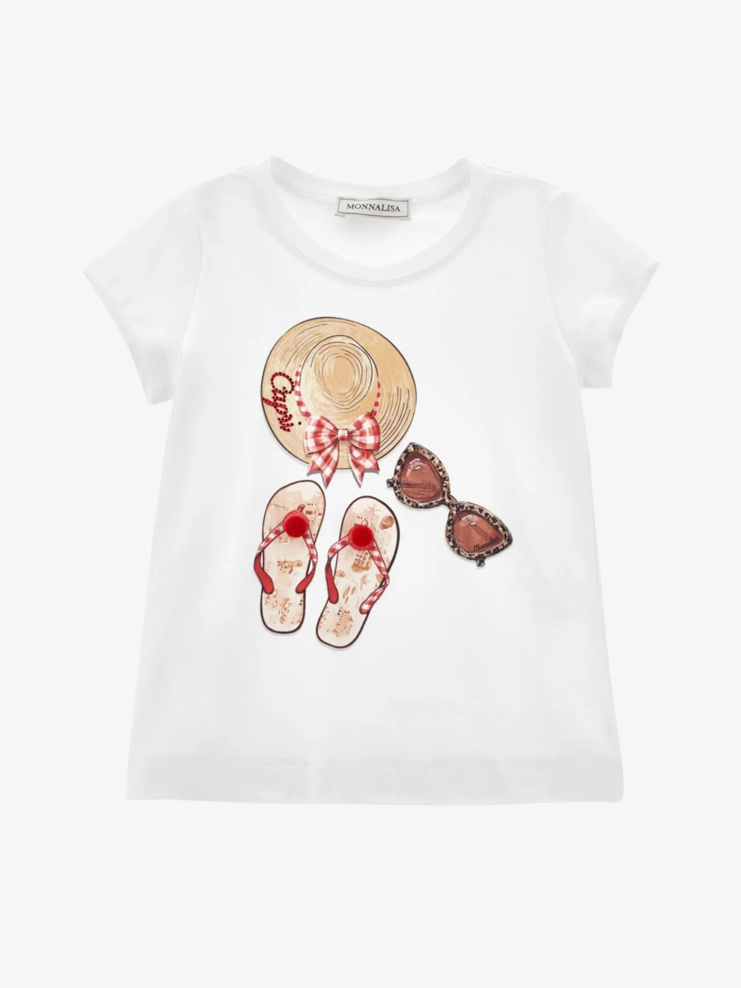 Monnalisa Meisjes t-shirt bianco rosso
