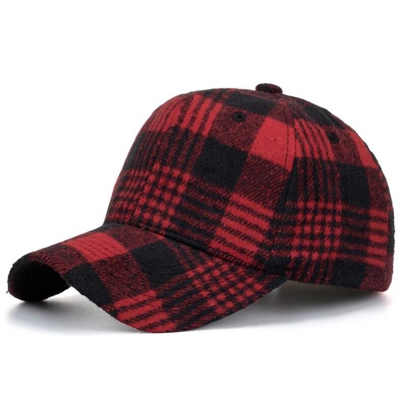 Sunnyway Klassieke geruite print honkbalpet unisex geruite outdoor casual pet herfst winter verstelbare pet met klep kaki