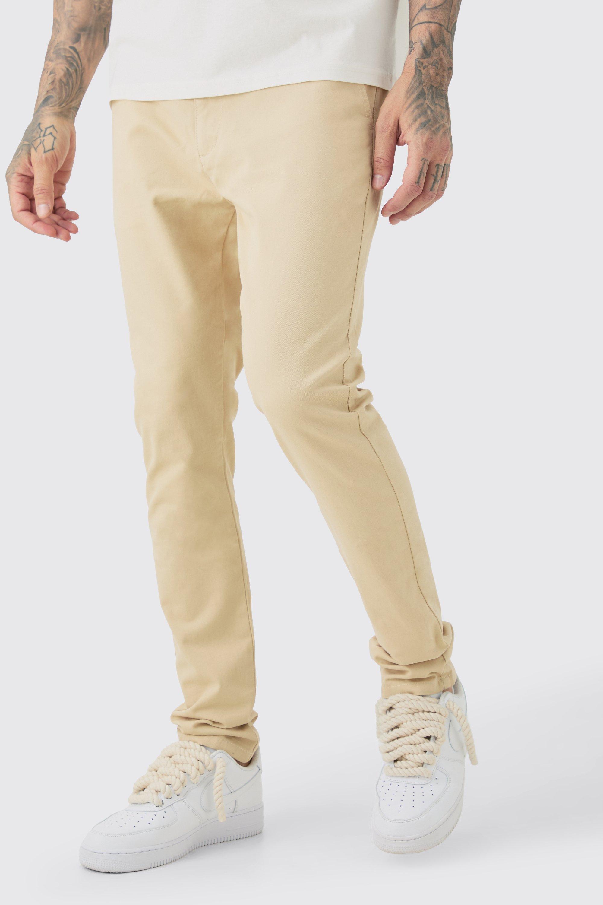 Boohoo Tall Skinny Fit Chino Broek Met Tailleband, Stone