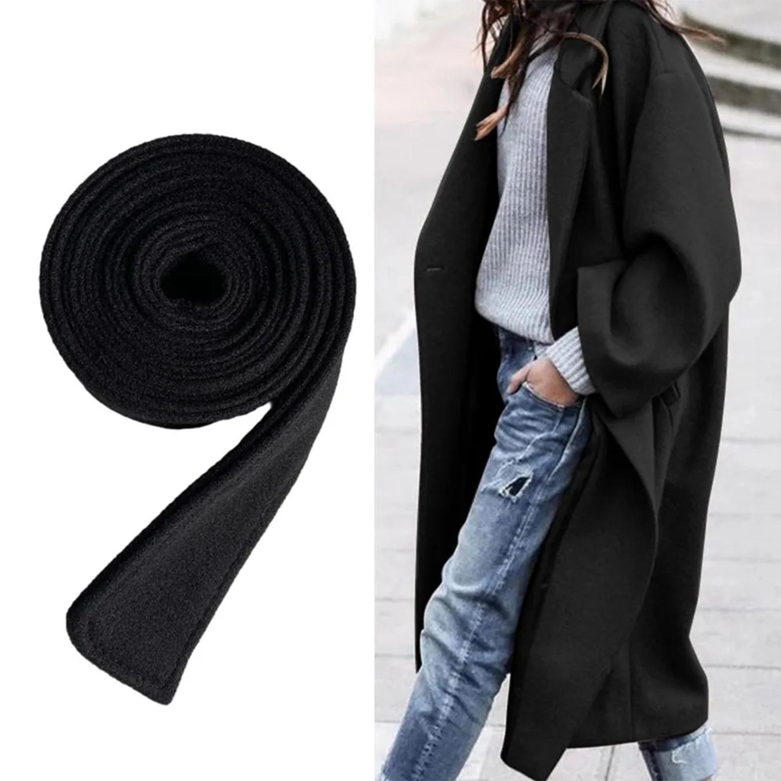 Master key Wollen jasriem, winterjasriemaccessoires, decoratieve riem, dubbelzijdige geborstelde riem One Size zwart