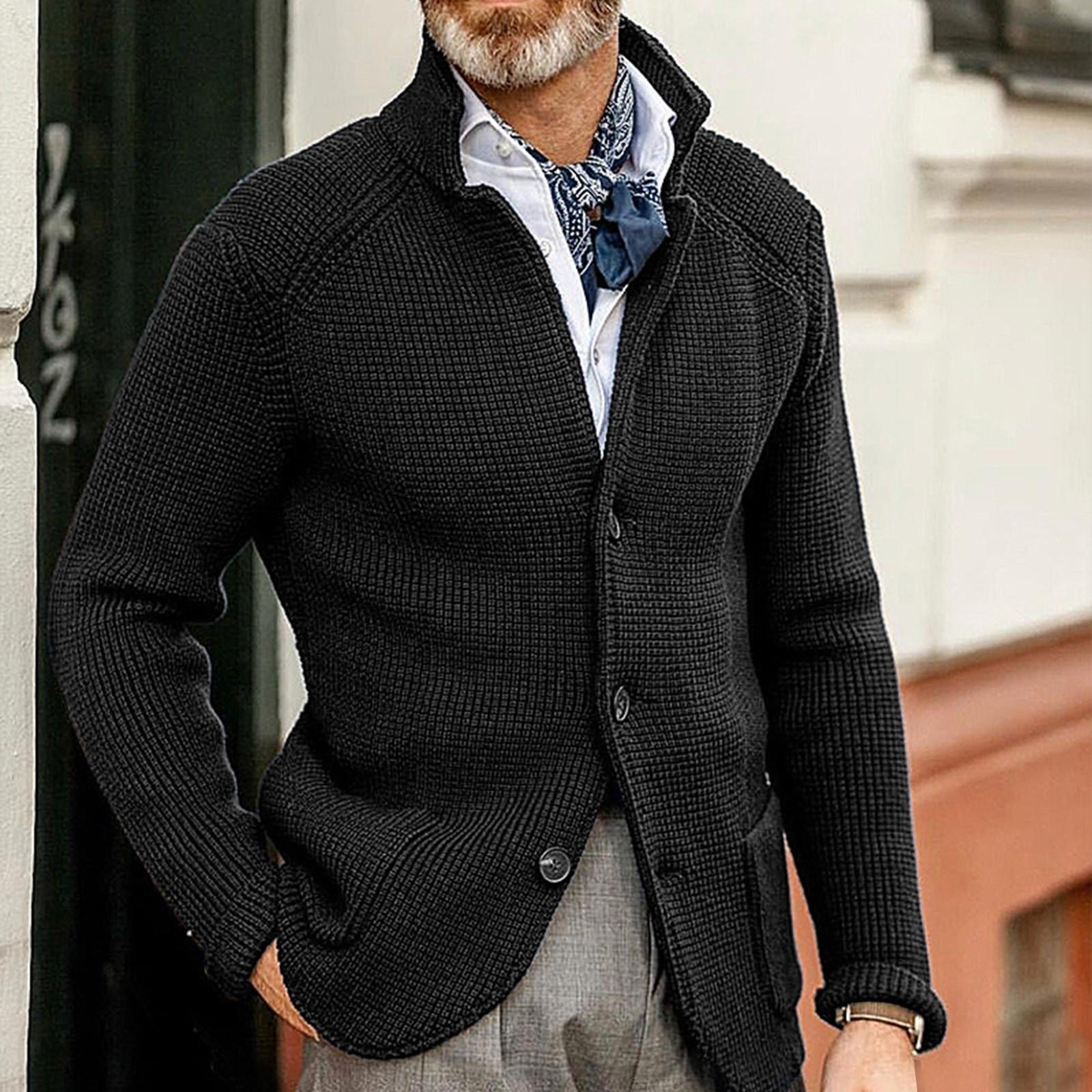 Stylish Man-2 Herfst- en winter herenmode los vest warme revers capuchon trui S kaki