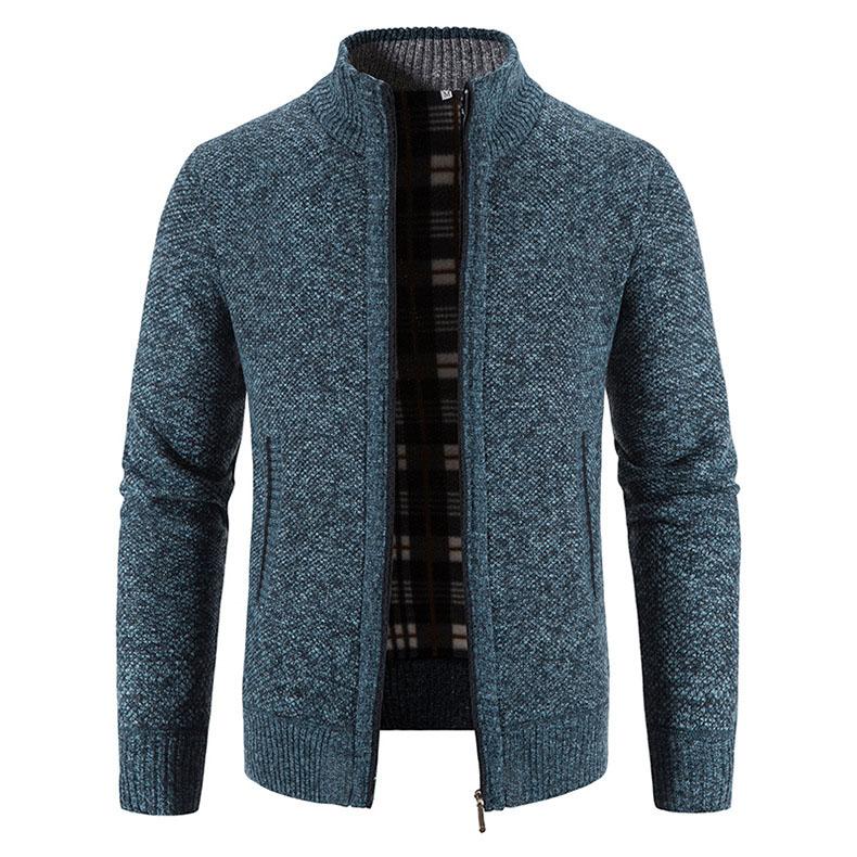 Stylish Man-2 Herfst en winter heren plus fluwelen dikke opstaande kraag vest trui warme trui jas rits vest heren trend L donkergrijze kleur