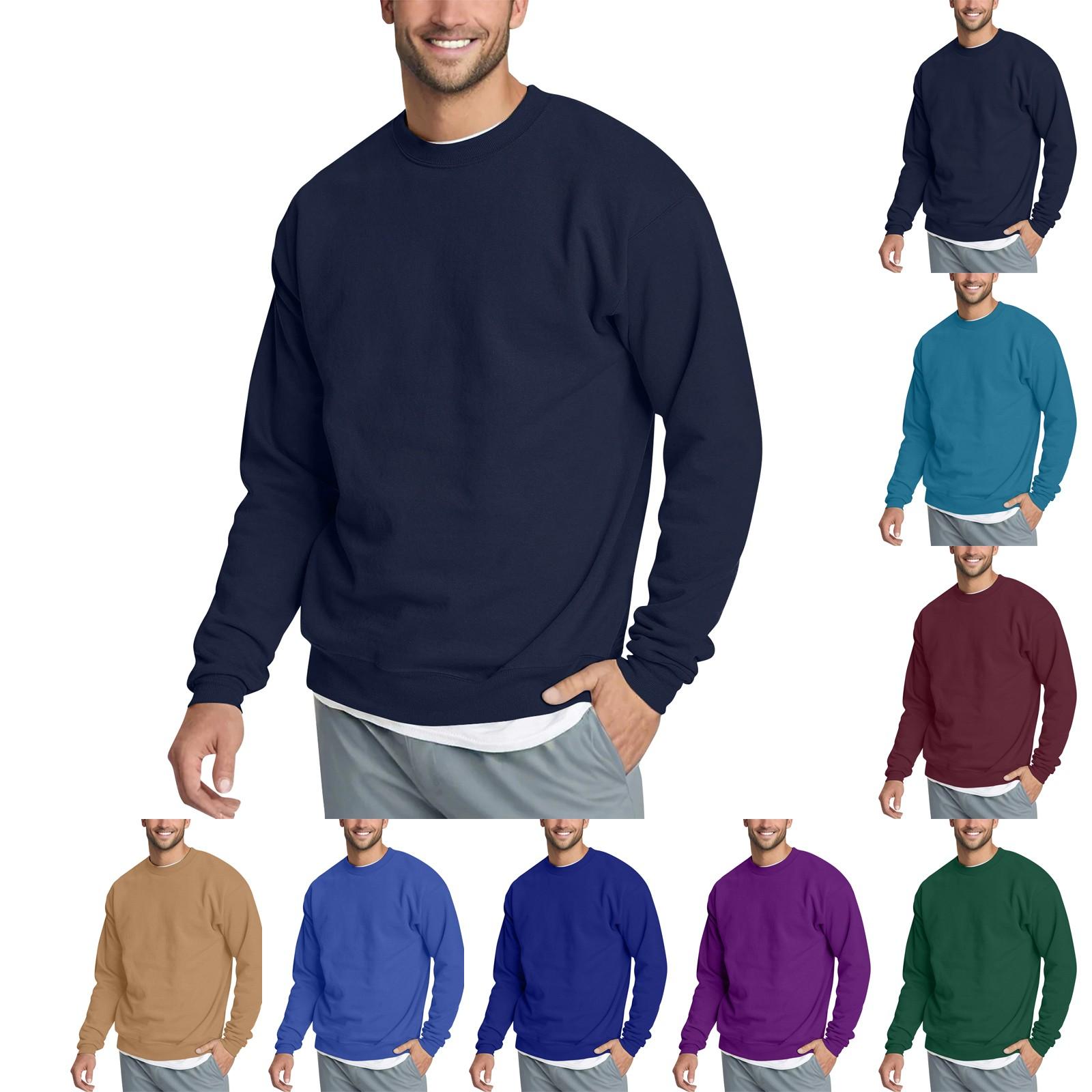 Winnerer Sun Heren Casual Mode Comfortabele Effen Kleur Ronde Hals Pullover Sweatshirt Sweatshirt L zwart