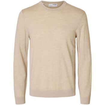 Selected Trui  16094647 TRAY MERINO CREW-OATMEAL